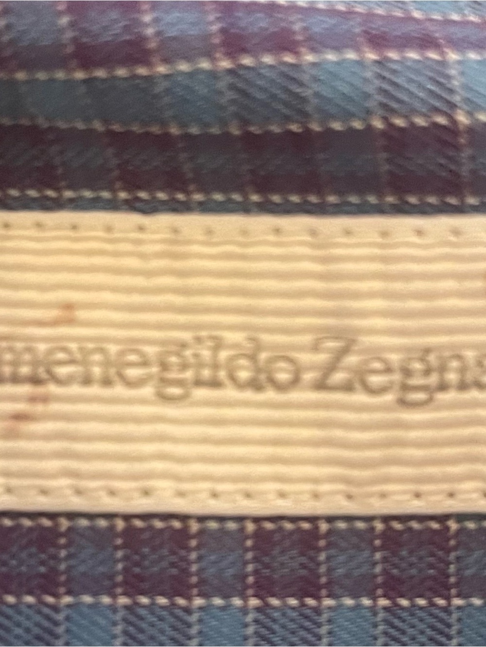 Ermenegildo Zegna Navy and Light Blue Micro-Check Dress Shirt - Picture 6 of 6